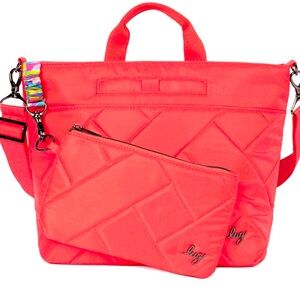 Lug Tenor 2 Pc Quilted Orange Tote Bag NWT